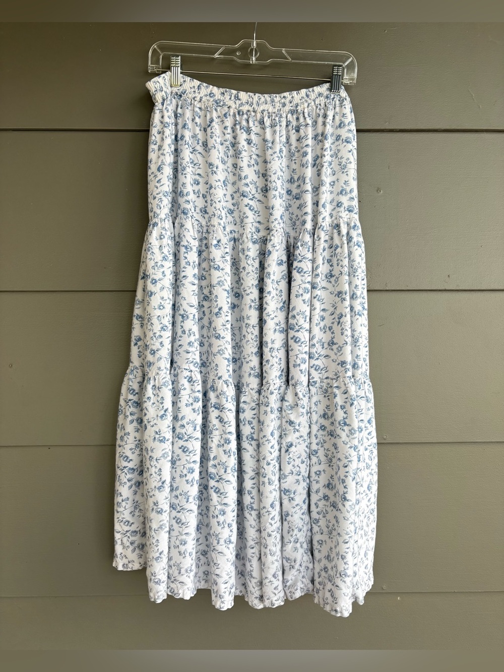 Vintage 90’s Tantrums White and Blue Floral Tiered Maxi Skirt - Picture 2 of 8